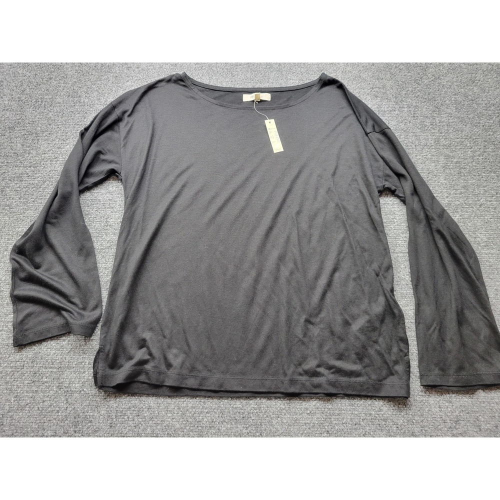 Madewell Womens XS Black Lyocell Bell Sleeve Scoop Neck Top G8889 NWT